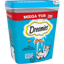 Dreamies Cat Treats, Tasty Snacks with Delicious Salmon Flavour, Pack of 2 (2 x 350 g)