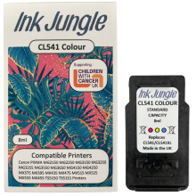 (1x CL541 Colour) Ink Jungle PG540 Black & CL541 Colour Ink Cartridges for Canon MG2150 MG2250 MG3150 MG3250 MG3255 MG3550 MG3650 MG4150 MG4250 TS5150 TS5151 Printers - Refurbished