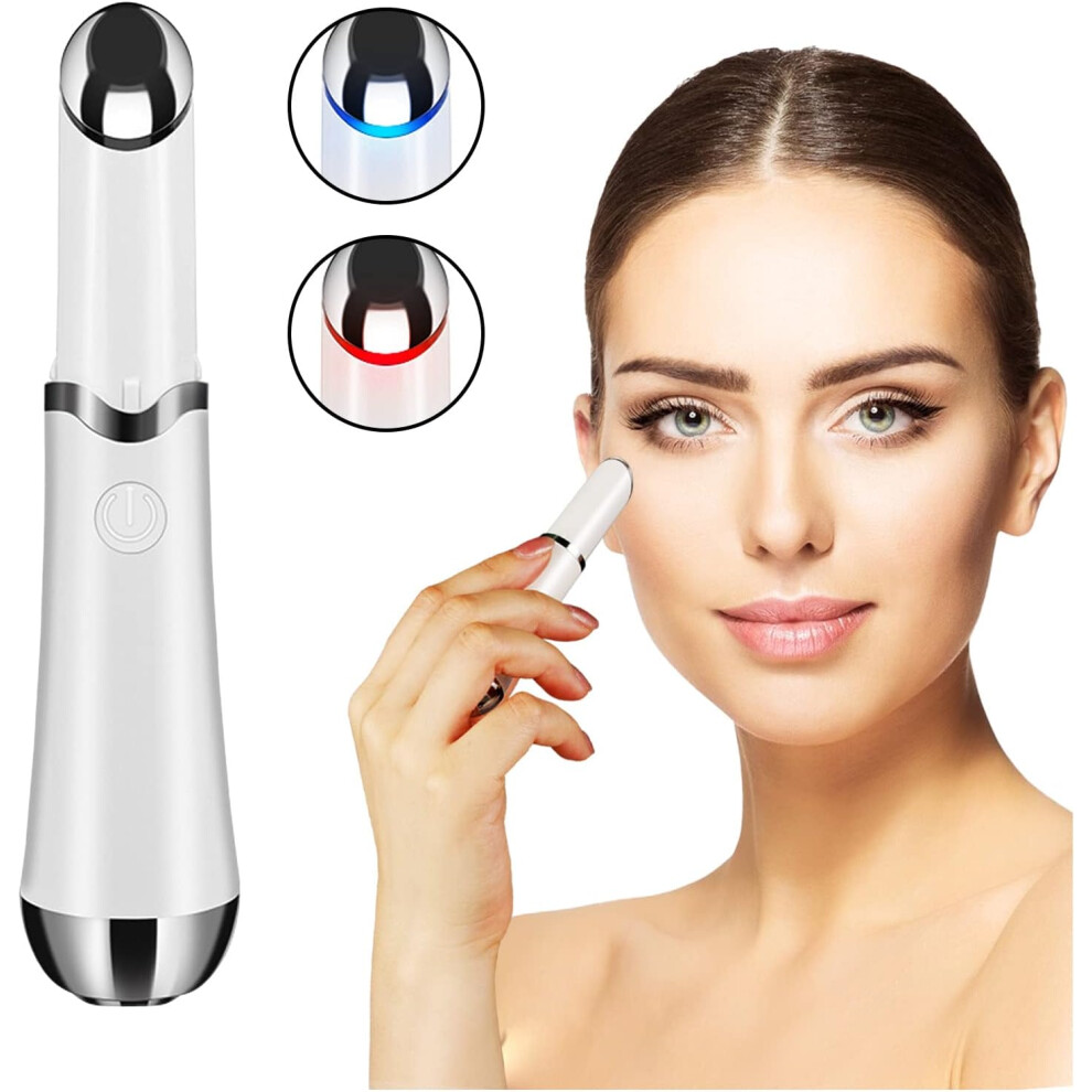 Veeki White/Dark () Ideal Swan Eye Massager Wand - Chargeable Facial Massager - Eye Massager For Circles, Eye Bags, Puffiness Under Eyes