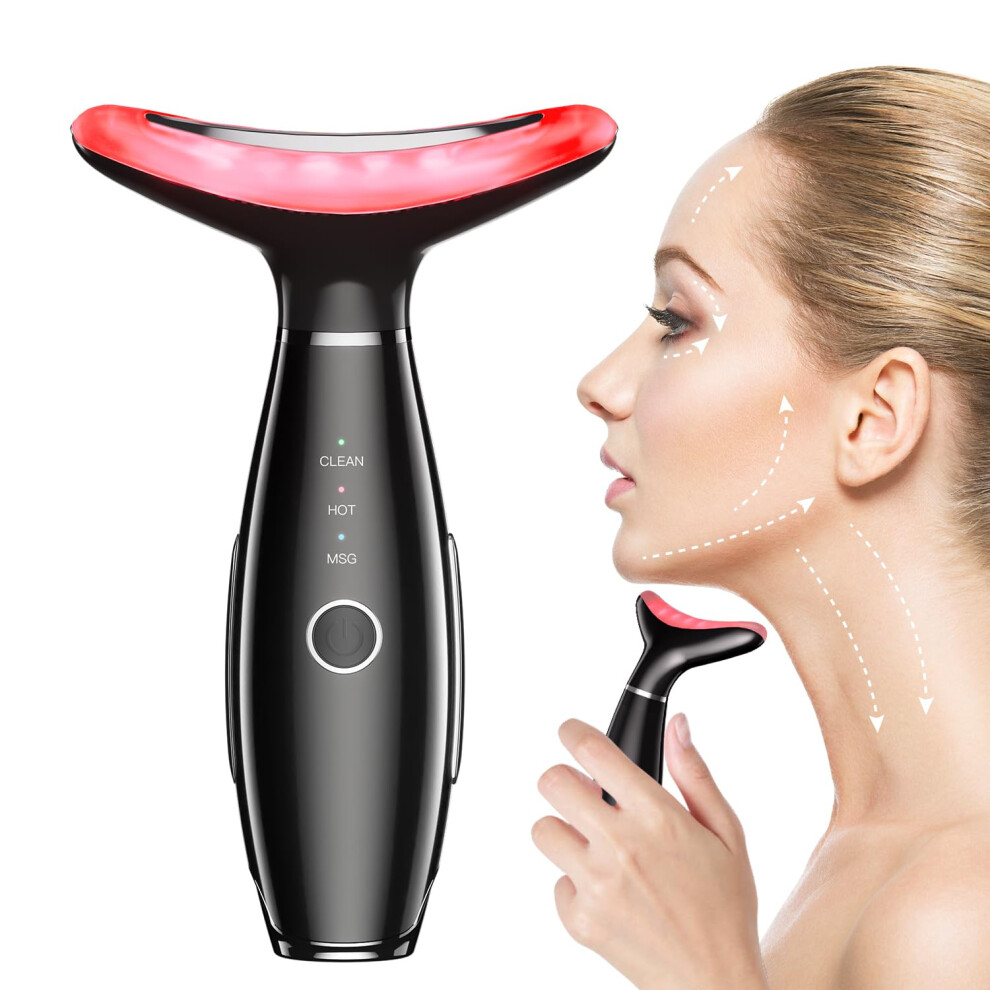 Veeki Black Neck Face Beauty Device, Skin Care Face Massage,3 In 1 Facial Massager, Face Sculpting Tool With Thermals, Vibration