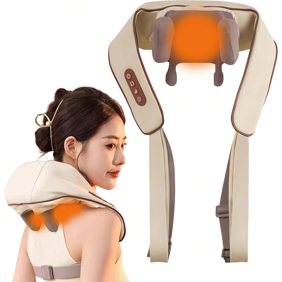 Veeki Neck Cervical Massager For Neck Pain Relief,Neck Massagers For Neck And Shoulder With Heat, Portable Shiatsu Neck And Back, Heated Massager
