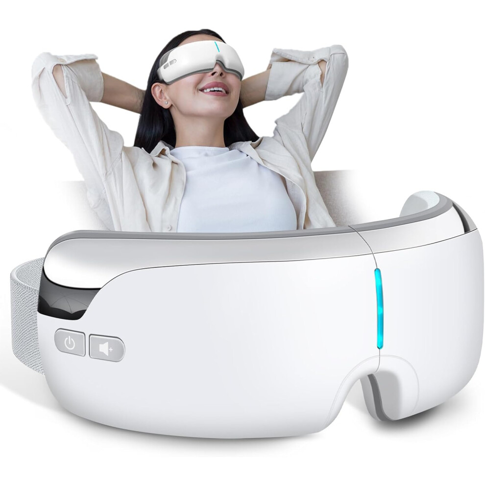 Veeki Eye Massager With Heat, Heated Eye Masks For Dry Eyes, Eye Massager For Migraines With Bluetooth Music, 5 Modes, Smart Eye Care Device