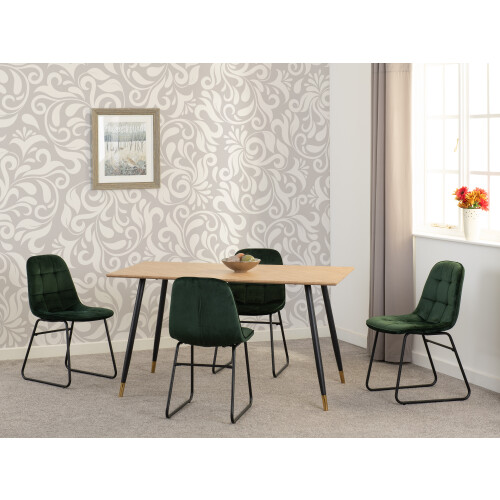 Seconique Hamilton Dining Set with 4 Lukas Chairs Medium Oak Effect Green Velvet 2