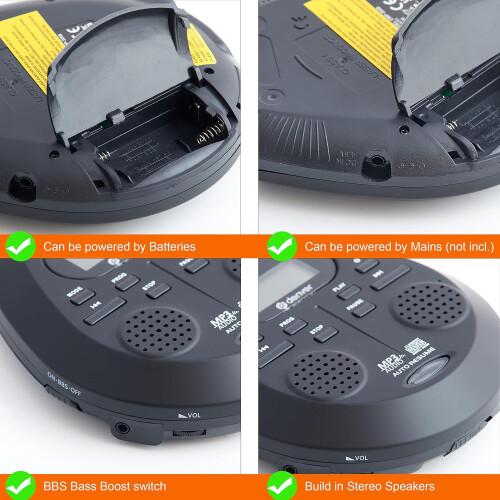 Denver Tragbarer CD-Player - DENVER - DMP-395B - Schwarz - CD-Player - MP3-Player 2