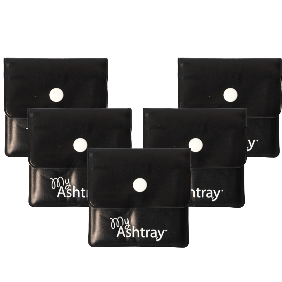 FIVE ALL BLACK PORTABLE POCKET ASHTRAY