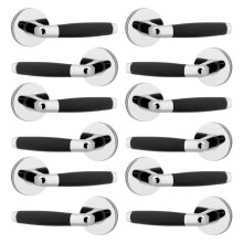 (6x Polished Nickel Rose) 6/4Pcs Cambridge Metal Door Lever Handles Set for All Types Internal & External Doors, Durable with Easy Install Hardware Tools Door Handles Multipack