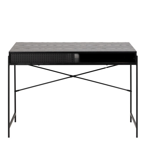 Angus Office Desk with Sliding Door in Black 1