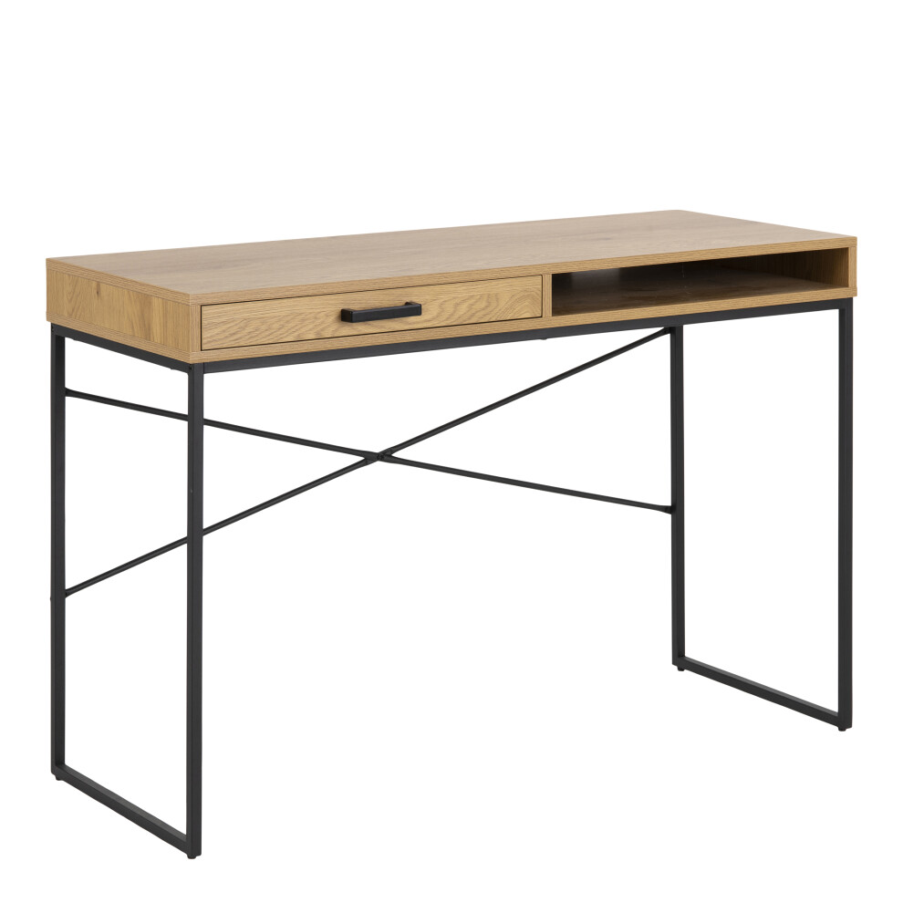 Rackhams Black Seaford Office Desk With 1 Drawer In Oak - 1 - Natural - 45 - Image 6