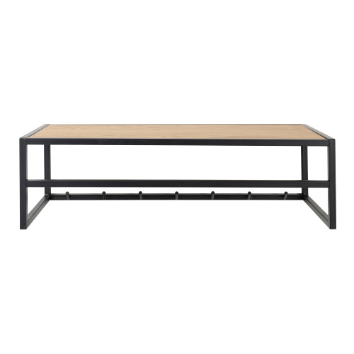 Seaford Black Metal Coat Rack with Oak Top 1