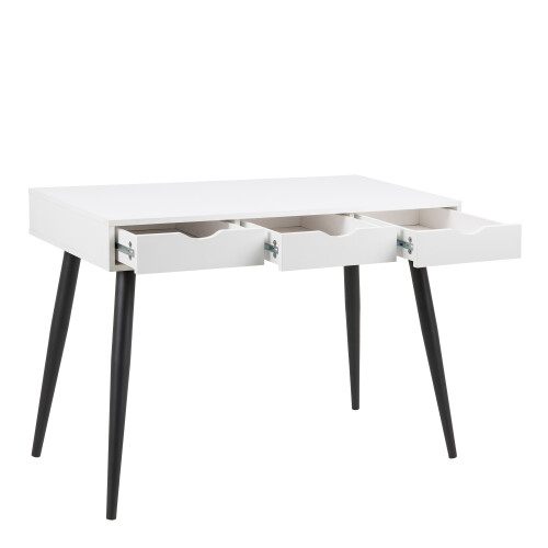 Neptun 3 Drawer Office Desk in White with Black Legs 2