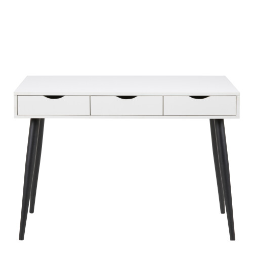 Neptun 3 Drawer Office Desk in White with Black Legs 1