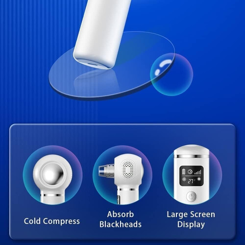 Blackhead remover, visual LED display pore cleaner, cooling and heating blackhead remover(blue) 2