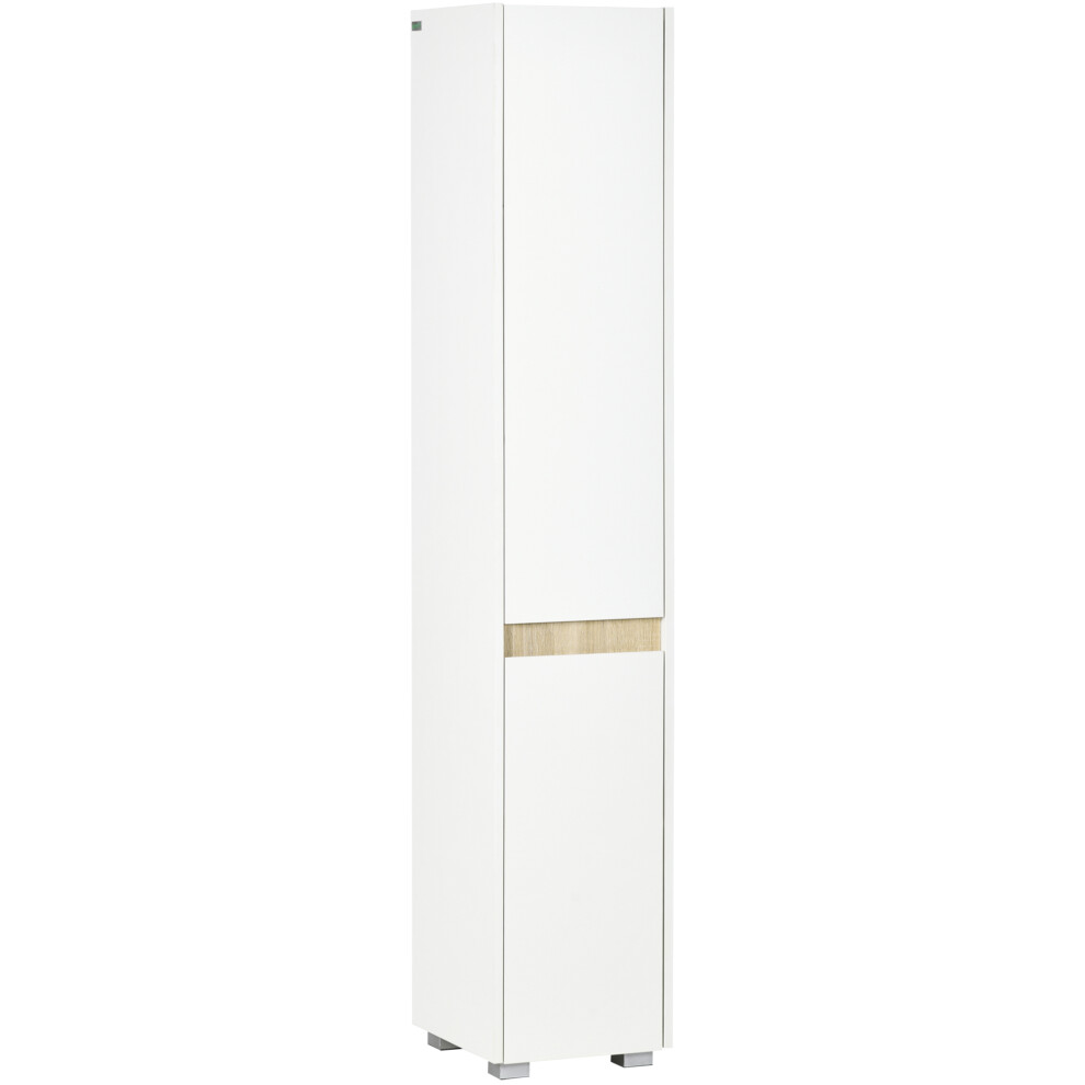 Kleankin 5-Tier Modern Tall Bathroom Cabinet With Adjustable Shelves White