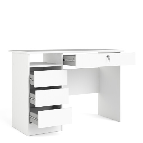 Function Plus Desk (3+1) handle free Drawer in White 2