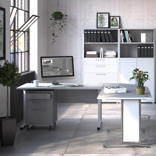 Prima Desk 150 cm in White with White legs 2