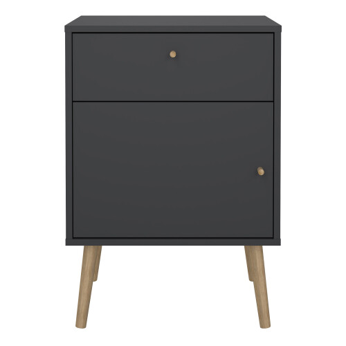 Cumbria Nightstand 1 Door + 1 Drawer Dark Grey 1