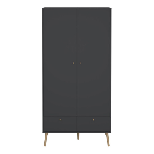 Cumbria Wardrobe with 2 Doors + 2 Drawers Dark Grey 1