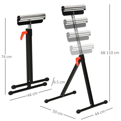 Homcom HOMCOM Woodworking Metal Roller Stand Wood Work Rest Adjustable Support 1