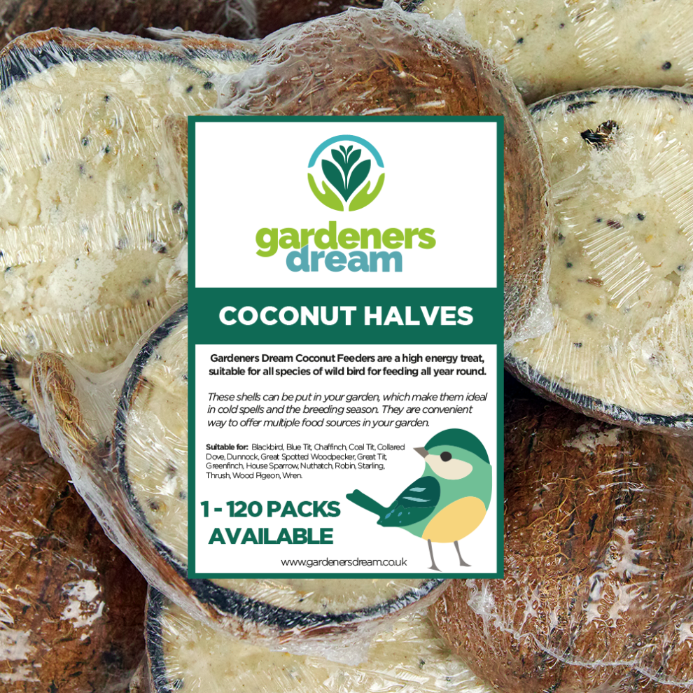 Gardeners Dream Gardenersdream Suet Filled Coconut Halves - Garden Fat Feeder Wild Bird Food