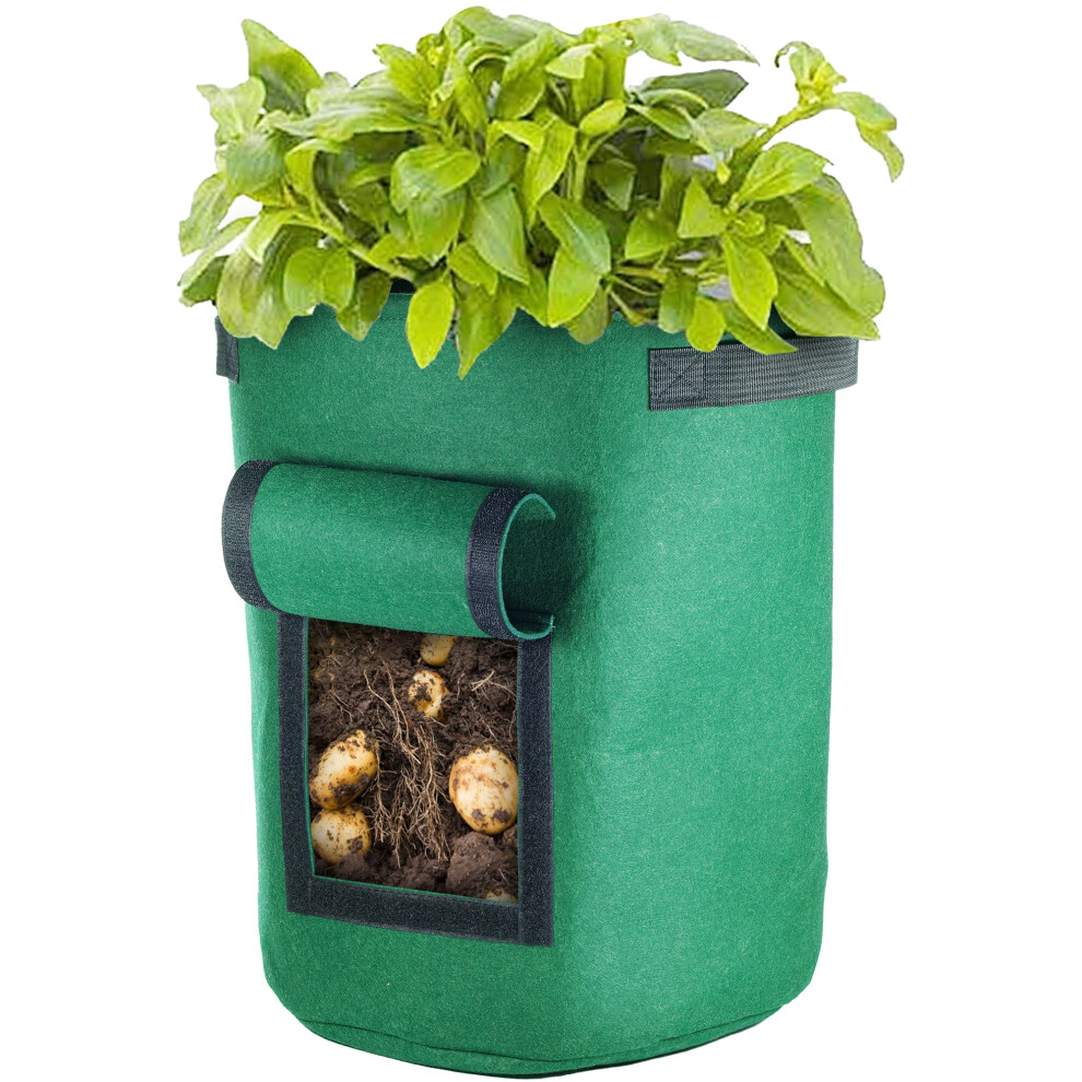 Gardeners Dream Vegetable Grow Bag W/ Window | Felt Garden Planter | Durable Container 35L Green