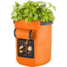 Vegetable Grow Bag w/ Window | Felt Garden Planter Durable Container Orange 35L