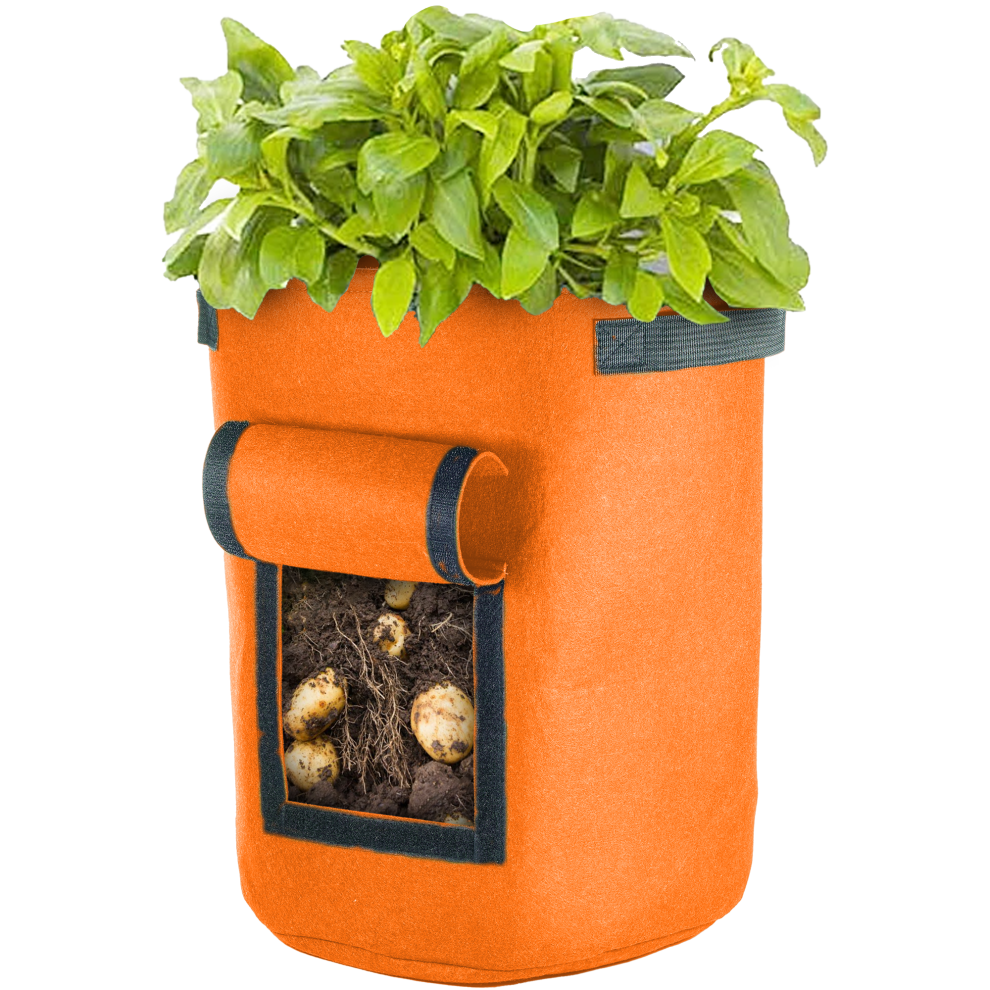 Gardeners Dream Vegetable Grow Bag W/ Window | Felt Garden Planter Durable Container 35L Orange