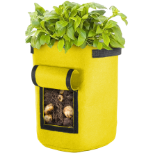 Vegetable Grow Bag w/ Window | Felt Garden Planter Durable Container Yellow 35L