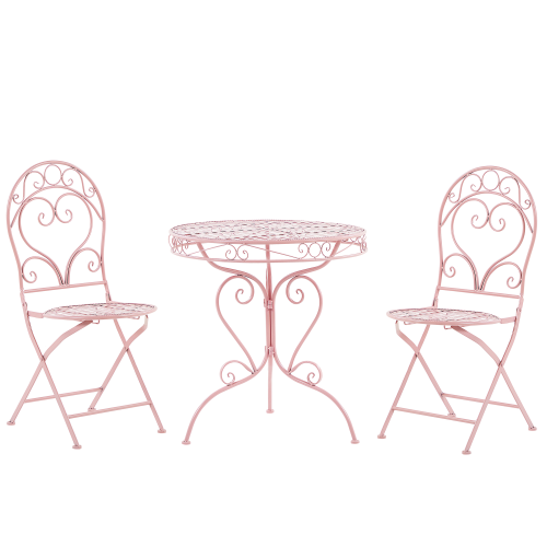 Bistro Set Folding ALBINIA Metal Pink on OnBuy