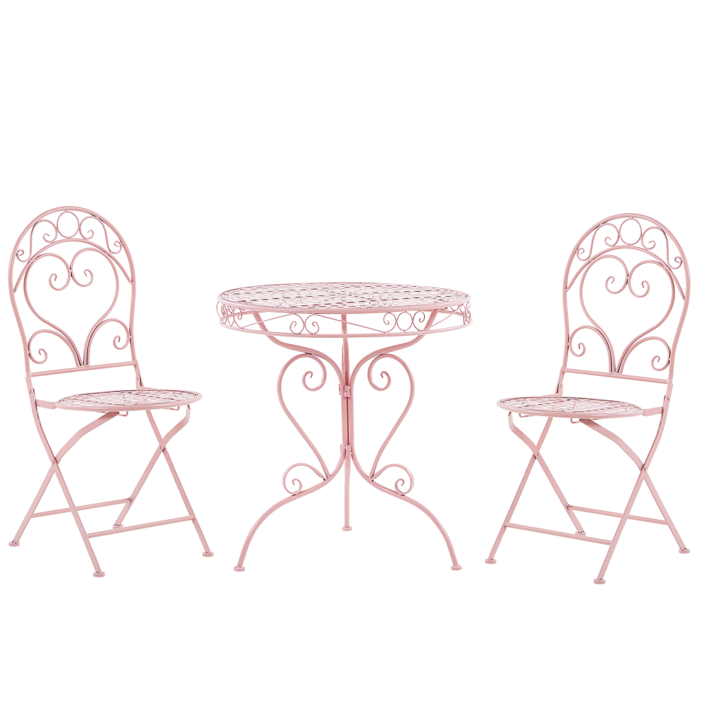Bistro Set Folding ALBINIA Metal Pink