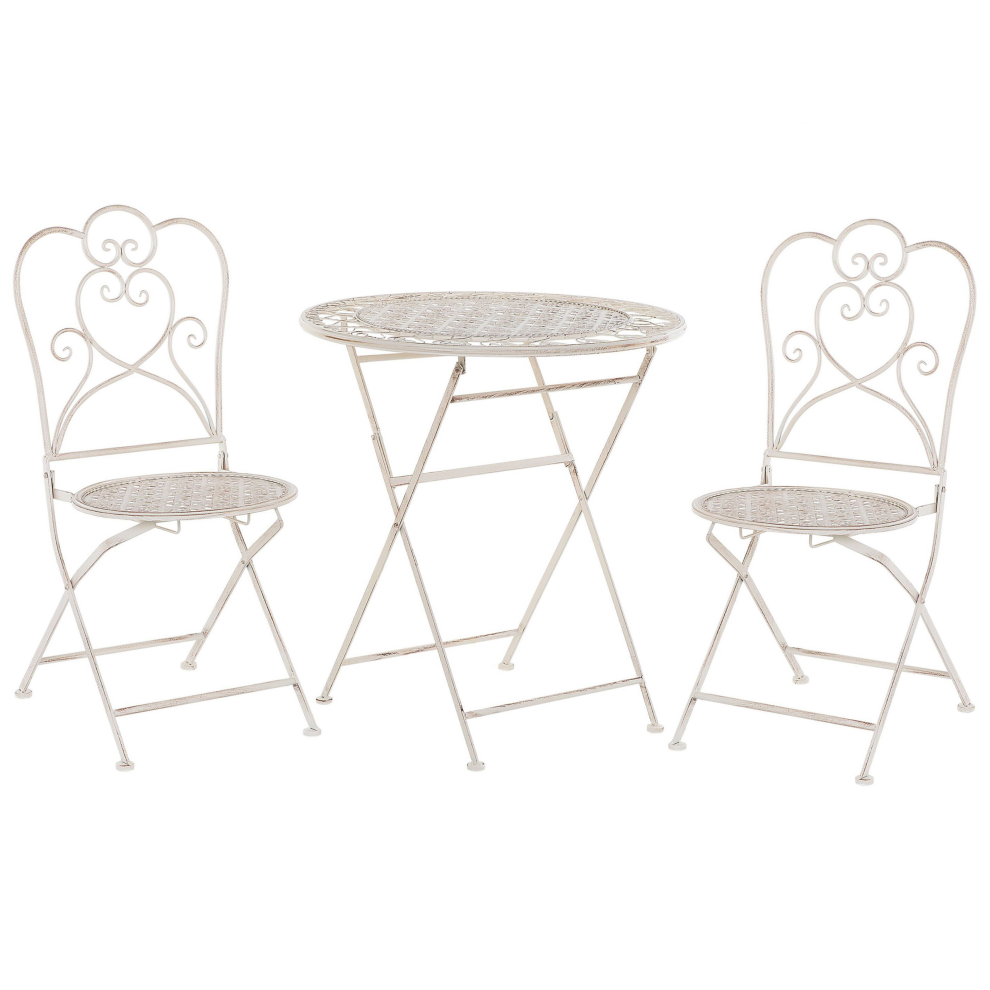Bistro Set Folding TRIESTE Metal Light Beige