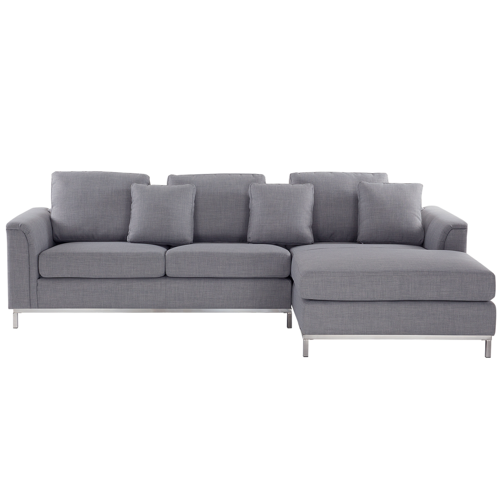 Corner Sofa OSLO Fabric Light Grey 4 Seater Left Hand