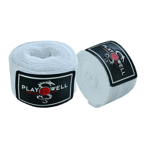 Boxing Elasticated Cotton White Hand Wraps - 4M 1