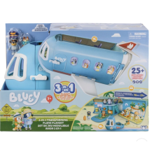 Bluey 3-in-1 Transforming Playset se transforme d'un avion  une station balnaire et  un bateau! S'ouvre pour se dvelopper  une vilaine de va