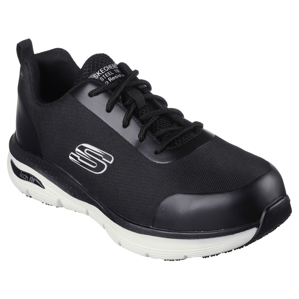 (8UK /42EU /9US, Black/White) Skechers Safety Trainers Steel Safety Toe S3 SRC Breathable Arch-Fit Ringstap