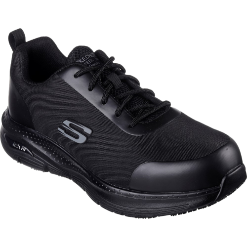 (9UK /43EU /10US, Black) Skechers Safety Trainers Steel Safety Toe S3 SRC Breathable Arch-Fit Ringstap
