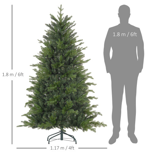 Homcom HOMCOM 6 Ft Artificial Christmas Tree with Metal Base, Hinged Branches 1