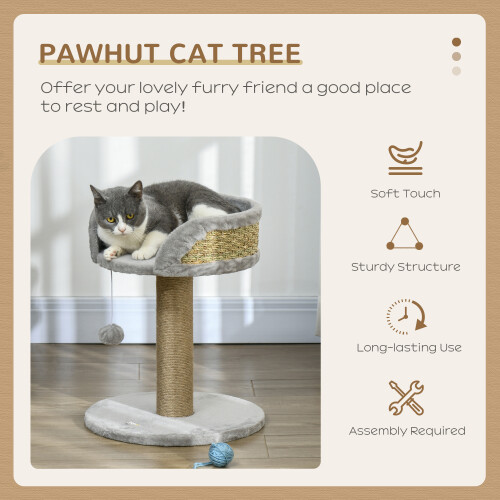 PawHut PawHut Cat Tree with Scratching Post for Indoor Kitten Grey 2