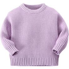 (90CM, Purple) Baby Girl Boys Chunky Knit Sweater Kids Long Sleeve Knitted Jumper Infant Warm Sweatshirt Knitted Pullover Tops Fall Winter Clothing