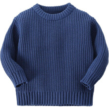(90CM, Blue) Baby Girl Boys Chunky Knit Sweater Kids Long Sleeve Knitted Jumper Infant Warm Sweatshirt Knitted Pullover Tops Fall Winter Clothing