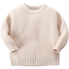 (100CM, Khaki) Baby Girl Boys Chunky Knit Sweater Kids Long Sleeve Knitted Jumper Infant Warm Sweatshirt Knitted Pullover Tops Fall Winter Clothing