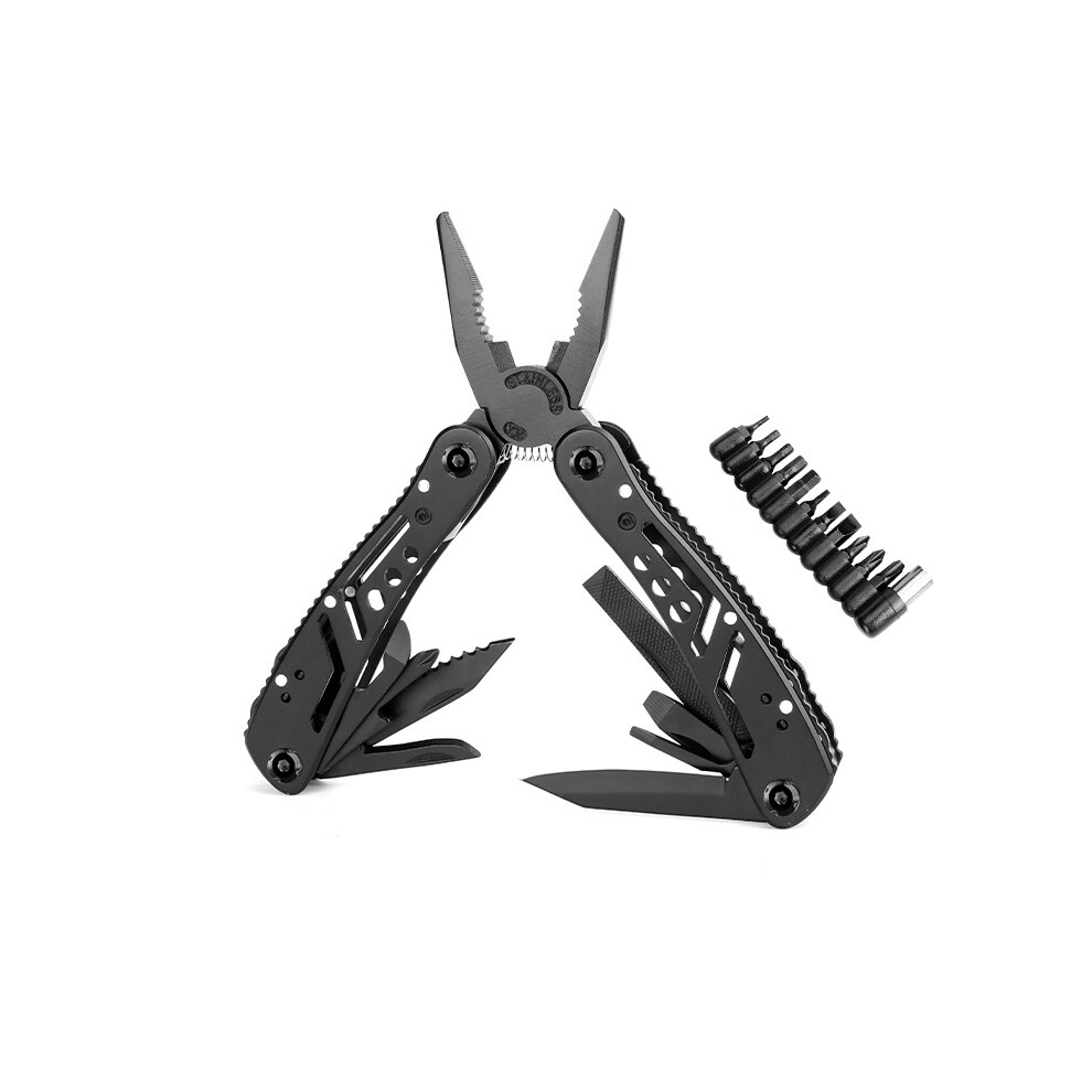 Multifunction Pliers, 11 In 1 Swiss Army Knife Multifunction Pocket Tool, With 11 Screwdriver Bits - Black 6228927263191