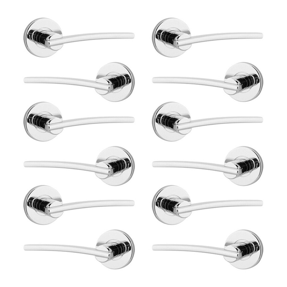 (6x Polished Nickel Rose) Hampstead Metal Lever Latch Door Handles Set