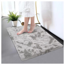 (SILVER GREY, 60cm x 110cm (2ft x 3ft 7")) Non-Slip Rugs Shaggy Fluffy Living Room Carpet Mat