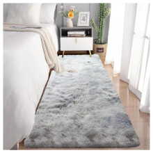 (SILVER GREY, 80cm x 150cm (2ft 8" x 5ft)) Non-Slip Rugs Shaggy Fluffy Living Room Carpet Mat