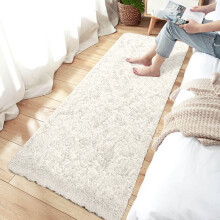 (CREAM, 60cm x 220cm (2ft x 7ft 7")_Runner) Non-Slip Rugs Shaggy Fluffy Living Room Carpet Mat