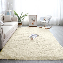 (CREAM, 120cm x 170cm (4ft x 5ft 8")) Non-Slip Rugs Shaggy Fluffy Living Room Carpet Mat