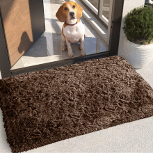 (COFFEE, 50cm x 80cm Door Mat ) Non-Slip Rugs Shaggy Fluffy Living Room Carpet Mat