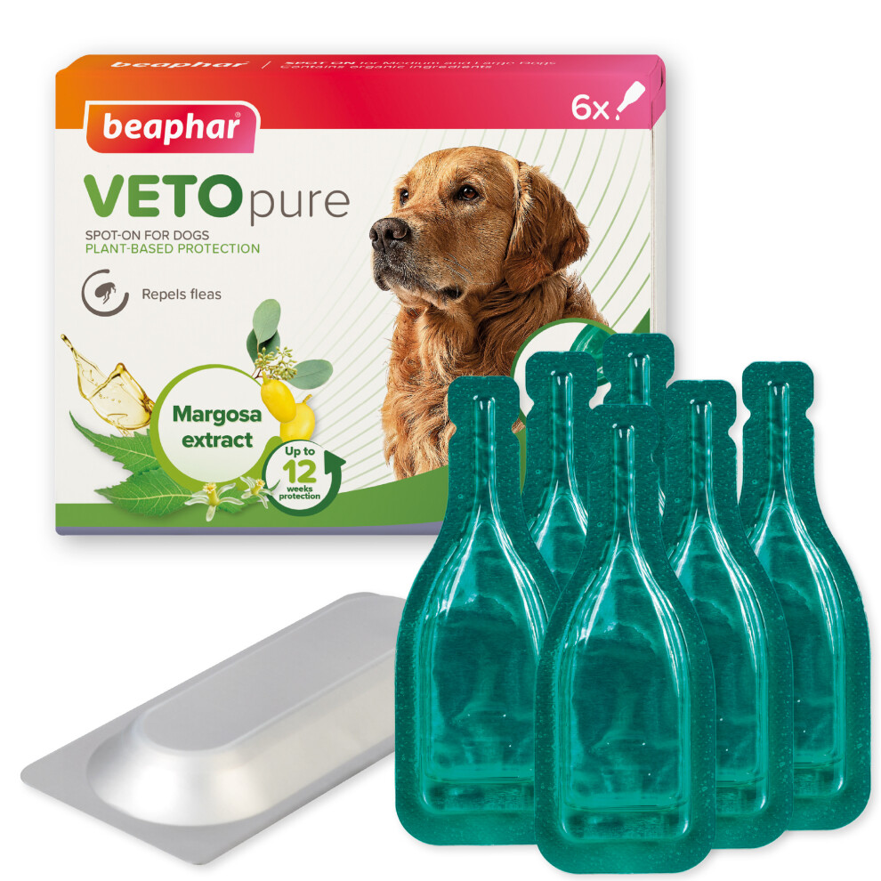 Beaphar Vetopure Medium Dog Over 15Kg Spot On Natural Flea Repellent Treatment