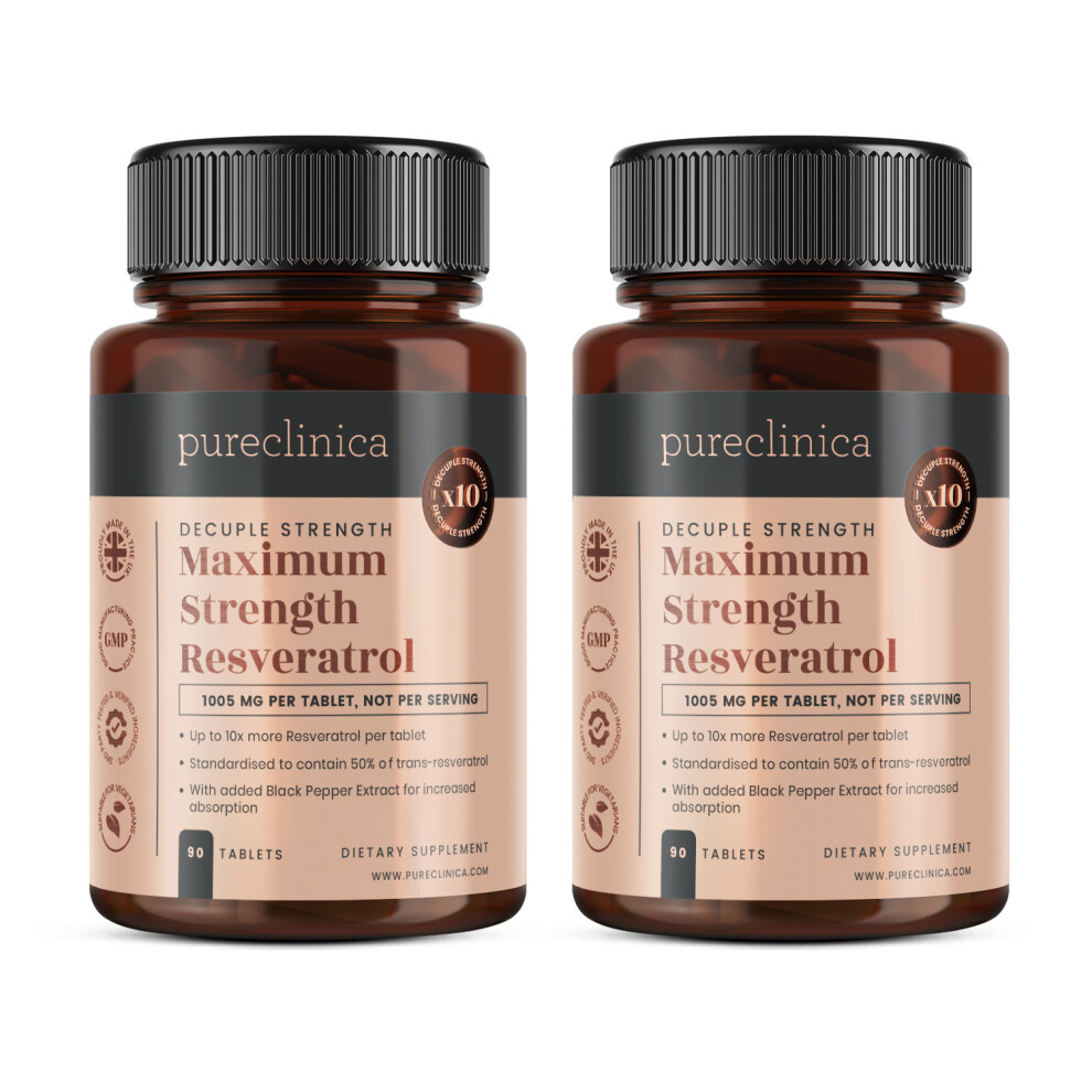 1000mg Resveratrol x 180 tablets(2 bottles of 90) -6 months supply