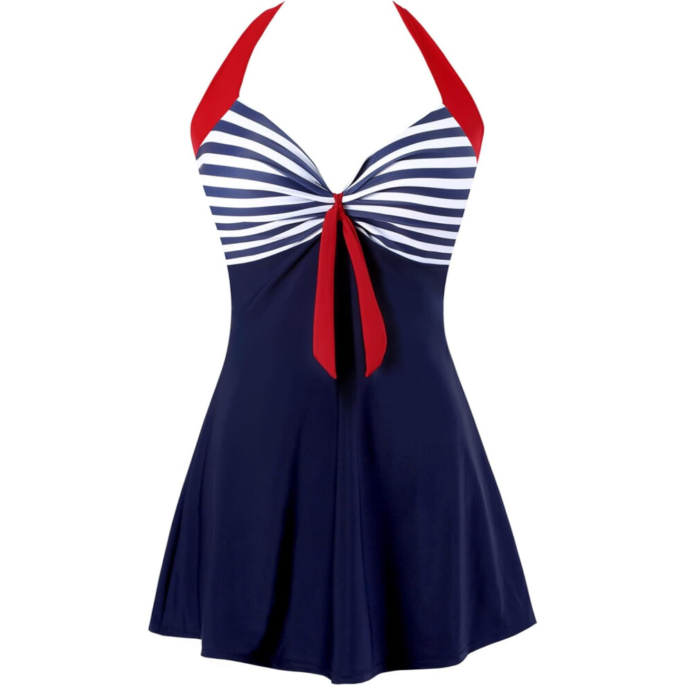 Photos - Swimwear  Women's Plus Size Swimsuit One Piece Swim Dress with Skirt Tummy Control  Not,Specified(3XL)